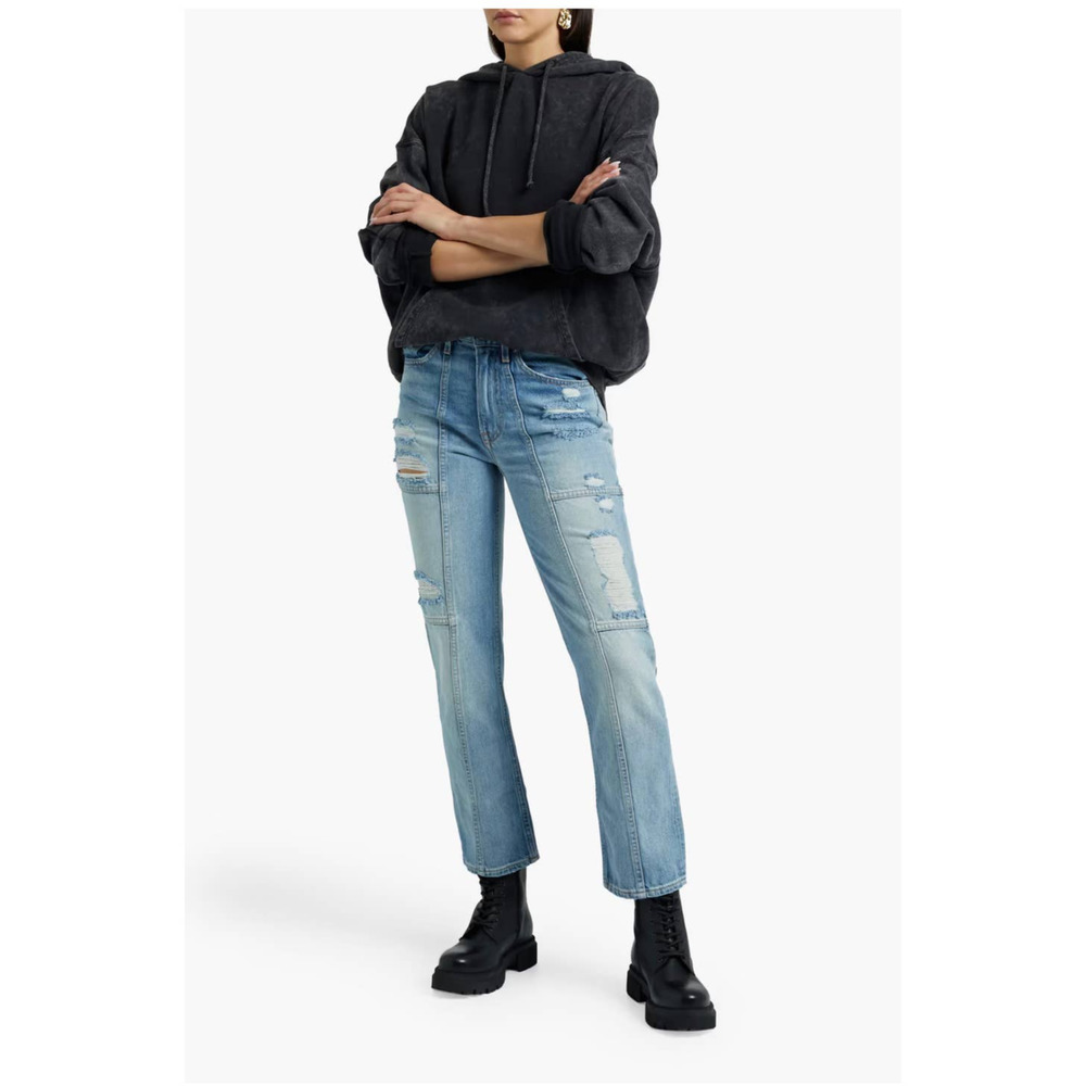 3x1 JUNCTION DISTRESSED HIGH RISE KICK FLARE CROPPED JEANS WOMEN SIZE 27